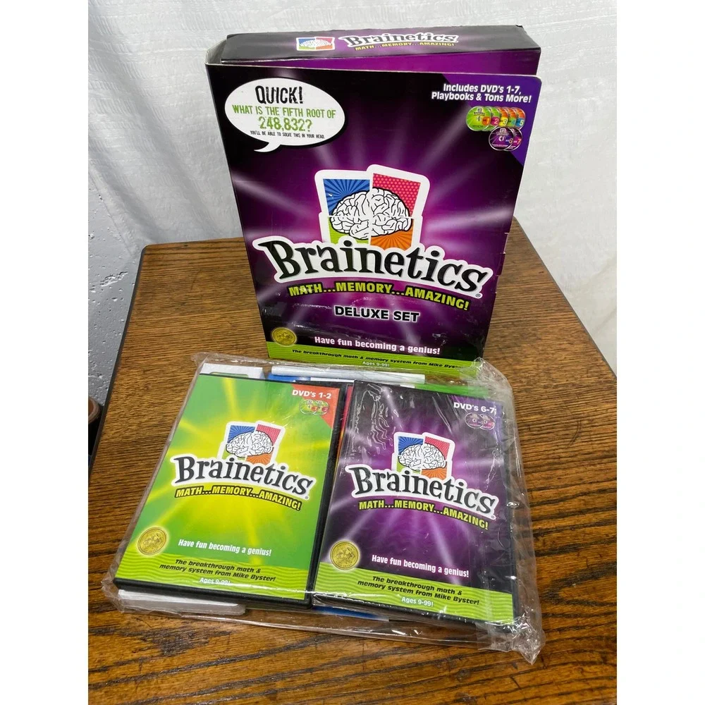 ⁠Brainetics Deluxe Set Complete DVDs 1-7 Math Memory System Mike Byster *READ